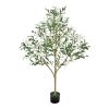 5FT Artificial Olive Tree Tall Fake Plant with Black Pot for Home Office