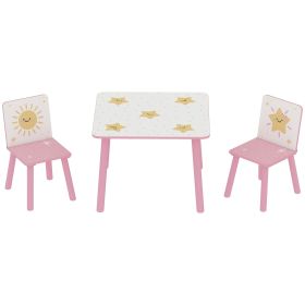 3-Piece Kids Toddler Table and Chair Set Furniture for Boys and Girls Aged 3-8, Bedroom, Nursery, Playroom, Pink