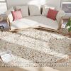 Area Rug 8x10, Machine Washable Rug, Non-Slip Classical Floral Print Floor Carpet for Living Room, Bedroom, Mixed-Brown