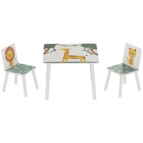 3-Piece Kids Toddler Table and Chair Set Furniture for Boys and Girls Aged 3-8, Bedroom, Nursery, Playroom, Green