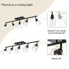 5-Light Vanity Light Bathroom Fixture with Clear Glass Shade Multi-Directional Rotating Metal Ceiling Spotlight Fixture with Adjustable Track Heads