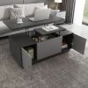 Modern Gray Multi-functional Rectangle Lift-top Coffee Table Extendable with Storage