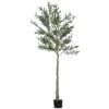 6ft Artificial Olive Tree in Pot with Silk Leaves, Fruits, Faux Tree, Indoor Fake Plant for Home, Office, Living Room