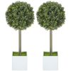 Lifelike Artificial Plants Set of 2, Fake Boxwood Topiary Balls with 114 PE Leaves for Home or Office Decor, Green