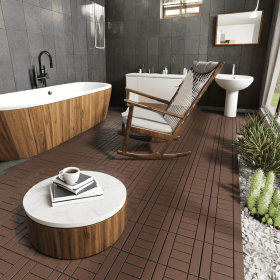H Style 12" Patio Deck Tiles, DIY Module Interlocking Decking Tiles Floor Tile Outdoor and Indoor