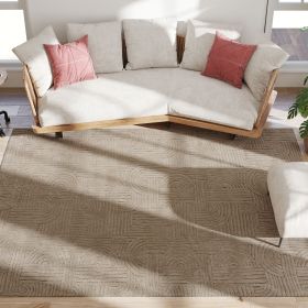 7.5x9.5 Area Rug, Luxurious Faux Fur Rug, Non-Slip Floor Carpet for Living Room, Bedroom, Dining Room, Tan