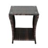 [Replace 6088352]Glass Surface Brown Gradient Iron Frame Rattan Side Table
