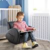 Grey Toddler Rocking Chair with Pocket PU Leather Kids Rocker for Nursery Playroom Durable Armchair