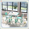 Height-Adjustable Kids' Table and Chair Set, 3pc, Storage, Easy Wipe, Green, Daycare & Classroom Friendly