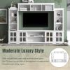 [VIDEO provided] ON-TREND Minimalism Entertainment Wall Unit with Bridge, Modern TV Console Table for TVs Up to 70"
