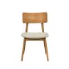 Dining Side Chairs Set of 2 Beige Fabric Upholstered Curve Back Natural Finish Wooden Furniture