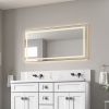 55 x 28 Inch LED Bathroom Mirror with Front and Backlight, Wall Mounted Vanity Mirror with Aluminum Frame, Anti-Fog, Memory, 3 Colors