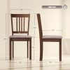 Dining Chairs Set of 2 Linen Upholstered Kitchen Chairs with Rubberwood Legs for Dining Room Living Room Walnut Taupe
