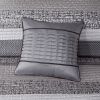 6 Piece Reversible Jacquard Quilt Set with Throw Pillows Grey/Taupe King/Cal King