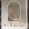 28"x48"Arched LED Mirror for Bathroom,Time and temperature display, Backlight, Anti-Fog, Dimmable