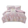 Metallic Printed Plush Comforter Set with Throw Pillow Full/Queen