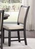 Beautiful Black Finish Wooden Side Chairs 2pcs Set Beige Color Textured Fabric Upholstered Dining Chairs