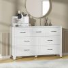 7-Drawer Dresser, Wide Low-Profile Storage Cabinet, White Metal Chest of Drawers for Bedroom, Living Room & Entryway