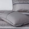 6 Piece Reversible Jacquard Quilt Set with Throw Pillows Grey/Taupe King/Cal King