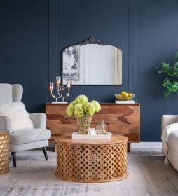 40" x 31" Classic Design Large Arch Mirror and Baroque Inspired Frame for Living Room Bathroom Entryway Console