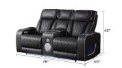 Fortuner Modern Style Upholstery Recliner Loveseat Made with Wood & Massage Function Included-Black