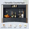 Coffee Bar Cabinet Kitchen Cabinet with Storage, Farmhouse Wine Cabinet with Drawers shelves and cabinets