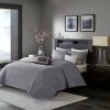 6 Piece Reversible Jacquard Quilt Set with Throw Pillows Grey/Taupe Full/Queen