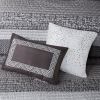 6 Piece Reversible Jacquard Quilt Set with Throw Pillows Grey/Taupe Full/Queen
