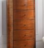 Walnut Finish 1pc Chest of Five Drawers Marble Top Ball Bearing Glides Bedroom Furniture
