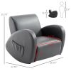 Grey Toddler Rocking Chair with Pocket PU Leather Kids Rocker for Nursery Playroom Durable Armchair