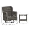 Outsunny Patio Pivotal 360Â°Rotating Rocking Bistro Set, Gray, Modern & Comfortable Outdoor Seating