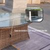 Direct Wicker Outdoor 7-Piece Patio Wicker Gas Fire Pit Dining Set with Arm Chairs