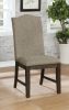 Transitional Style Espresso Frame 2pc Side Chairs Padded Seat Back Nailhead Trim Warm Gray Fabric