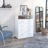 Four Drawer Dresser, Superior Top, One Open Shelf, White