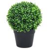 Artificial Plant Set of 2 Lush Green Polyethylene, Polypropylene