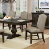 Transitional Style Espresso Frame 2pc Side Chairs Padded Seat Back Nailhead Trim Warm Gray Fabric