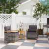 Outsunny Outdoor Bistro Set Wicker Patio Furniture with Cushions, for Porch, Backyard, Garden, Gray