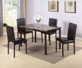 Furniture 5 Piece Metal Dinette Set with Faux Marble Top - Black; dinning set; table & 4 chairs
