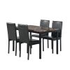 Furniture 5 Piece Metal Dinette Set with Faux Marble Top - Black; dinning set; table & 4 chairs