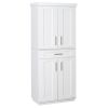 Modern Kitchen Pantry Cabinet Storage with with 4 Doors, Drawer and 3 Adjustable Shelves for Dining Room, White|