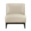 Leather Upholstered Accent Chair Beige Cushion Seat Back Solid Wood Luxurious Living Room Furniture 1pc Durable Comfort Chair