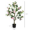 Set of 2 Decorative Artificial Plants, Camellia Flowers in Pots, Fakes Plant for Home Indoor Decor, 39 inch, Pink