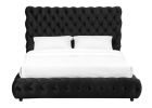 1pc Contemporary Upholstered Queen Bed Tufted Headboard and Footboard Bedroom Furniture Black
