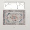 HOMCOM 4x6 Area Rug, Vintage Machine Washable Rug, Non-Slip Floor Carpet for Living Room, Bedroom, Dining Room, Brown and Blue
