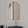 28"x48"Arched LED Mirror for Bathroom,Time and temperature display, Backlight, Anti-Fog, Dimmable