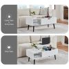39" Wood Lift Top Coffee Table with Hidden Compartment and Storage Shelf for Living Room, Reception Room, White