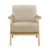 Modern Home Furniture Light Brown Fabric Upholstered 1pc Accent Chair Cushion Back and Seat Natural Finish Solid Rubber Wood Furniture