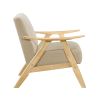 Modern Home Furniture Light Brown Fabric Upholstered 1pc Accent Chair Cushion Back and Seat Natural Finish Solid Rubber Wood Furniture
