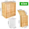 Bamboo Laundry Hamper with Lid Foldable Clothes Basket with 2 Removable Liner Bags Space Saving Laundry Sorter for Bathroom Bedroom and Laundry Room C