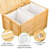 Bamboo Laundry Hamper with Lid Foldable Clothes Basket with 2 Removable Liner Bags Space Saving Laundry Sorter for Bathroom Bedroom and Laundry Room C